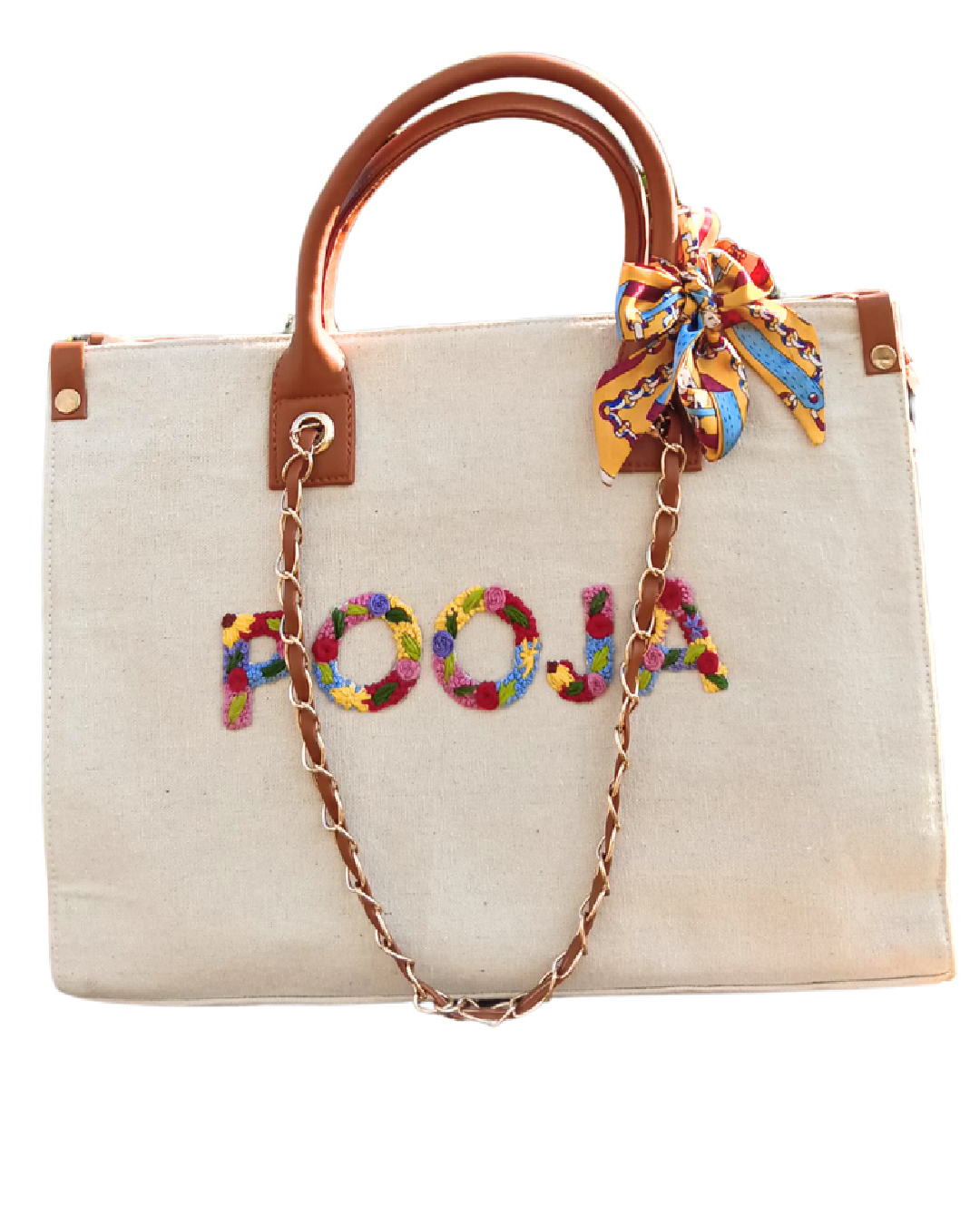 Personalised Tote Bag with Hand-Embroidered Charm