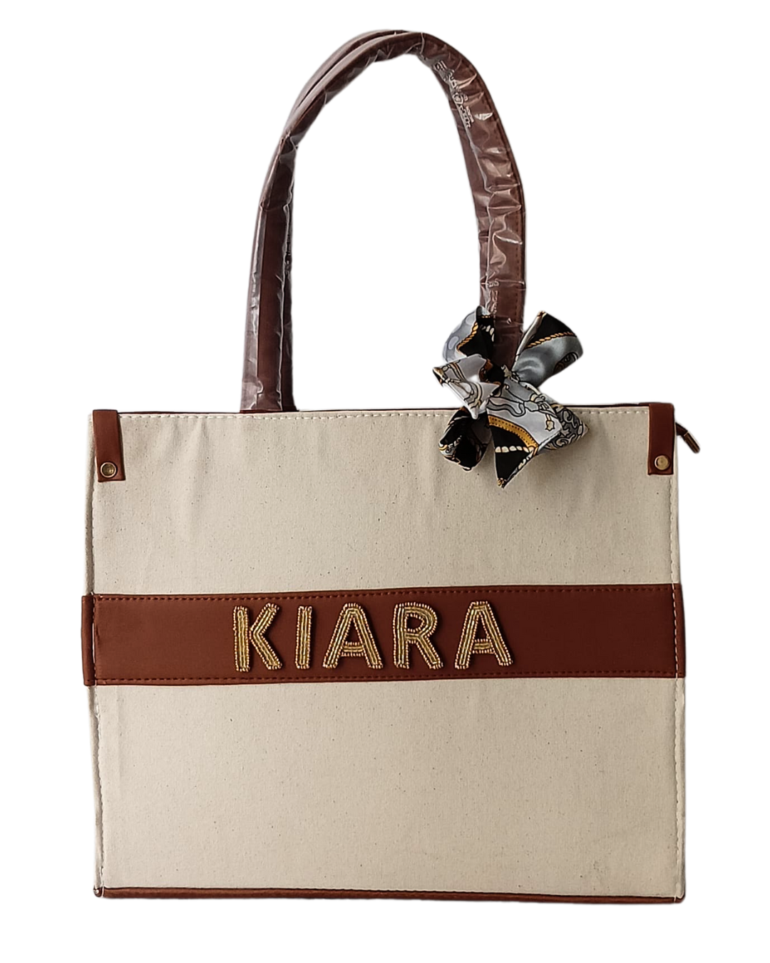 Personalised Luxury Handmade Canvas Tote Bag with Custom Name