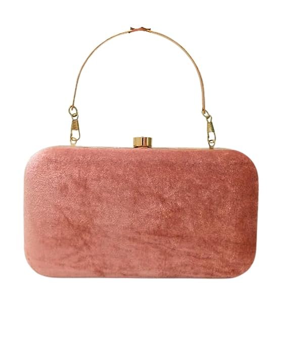 Plain Velvet pink Clutch for Women