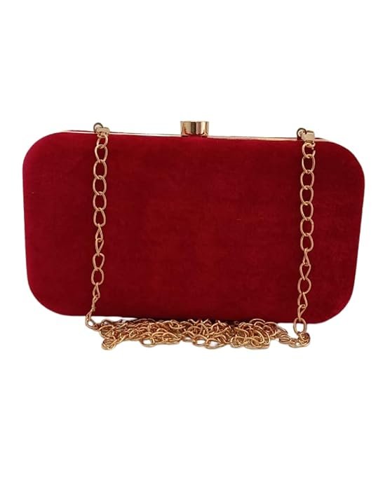 Red plain velvet clutch