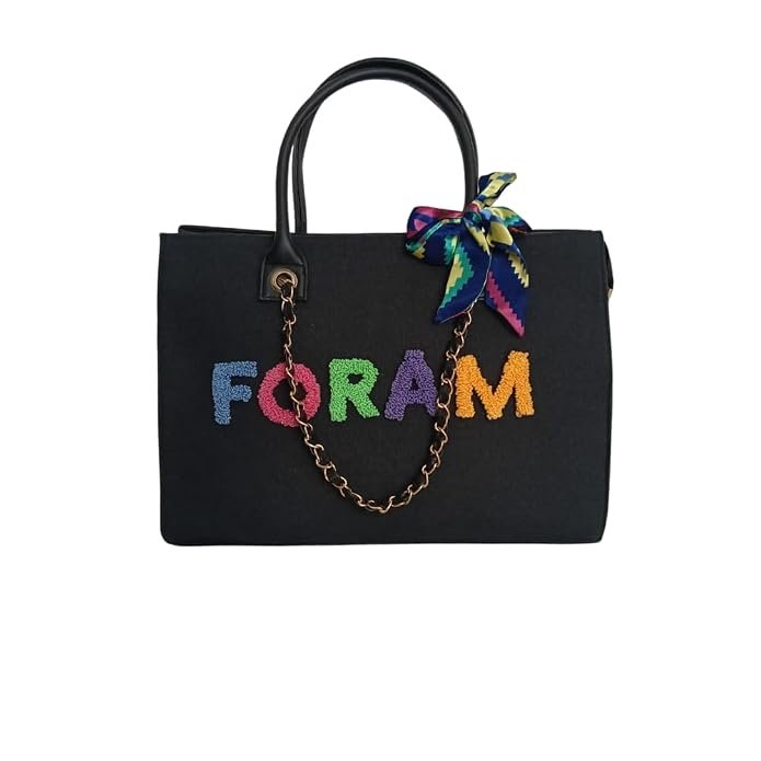 Personalized Tote Bag for Women Custom Name Black Pastel Handbag