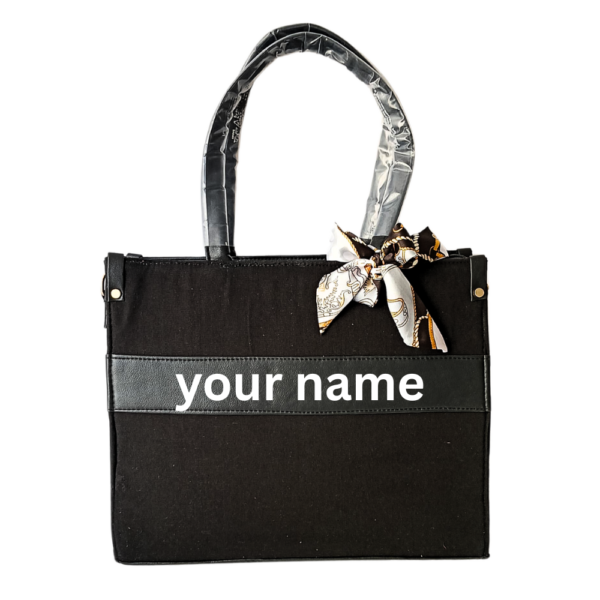 Koyal Luxury Handmade jacquard Tote Bag with Custom Name - Image 2