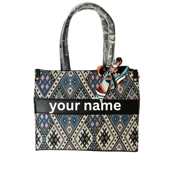 Neelima Luxury Handmade jacquard Tote Bag with Custom Name - Image 8